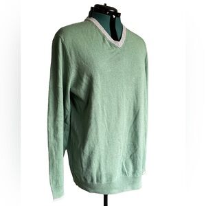 NWT Hawker Rye Cashmere Cotton Blend Sage Green V-Neck Sweater Men’s Size L